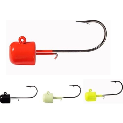 25Pieces Fishing Hooks Jigs Mushroom Head Jig Head Bass Crappie Luminous Fishing Hooks Jigs Kit for Soft Bait Lures