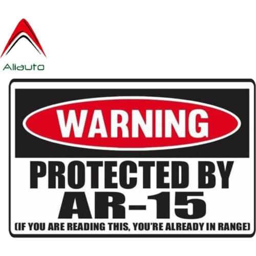 Aliauto Warning Car Sticker Warning Protected By Ar-15 Decal Accessories PVC for Golf 4 Mini Cooper Kia Rio Lada Vesta,18cm*12cm