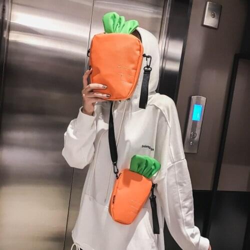 New trendy creative mobile phone bag female canvas shoulder bag soft girl cute carrot bag mini student cute small