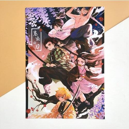 NEW Anime Ghost Blade Stickers Girl Adult Toys Kamado Tanjirou Nezuko Hashibira Inosuke Agatsuma Zenitsu Postcard Gift