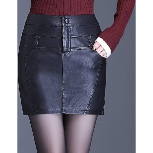 New women mini skirt ladies pu leather skirt slim autumn ultra short skirt female high waist zipper faux leather skirt winter