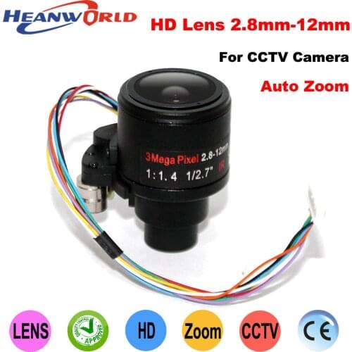 Heanworld cctv camera lens 2.8-12mm Auto Zoom Focus lens D14 mount F1.4 3MP lens for Security CCTV Camera electric varifocal
