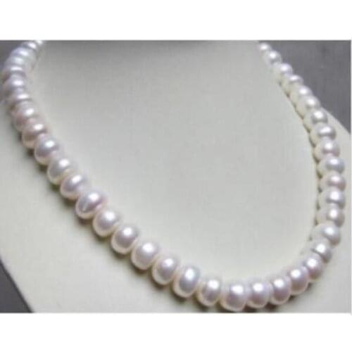 Baroque 18" 36" AAA 10-11MM NATURAL White PEARL NECKLACE Yellow Clasp