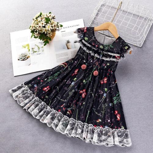 Baby girl dresses 2021 Summer new kids sleeveless printing dress elegant girls princess clothing party wedding Children costumes