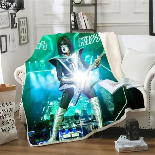 Throw Blankets KISS Rock Band 3D Star Character Print Quilt for Home Office Adult Kids Nap Short Plush Weighted Blanket
