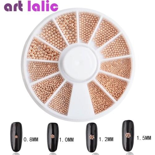 Rose Gold Mixed Size Nail Art Caviar Metal Bead Mini Steel Ball 3D Tips UV Gel Polish Manicure Jewelry DIY Decoration Tool Wheel