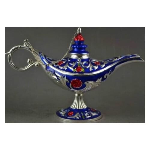 Hand-made Miao Silver & Cloisonne Carving Flower Magical tea wine pot metal handicraft