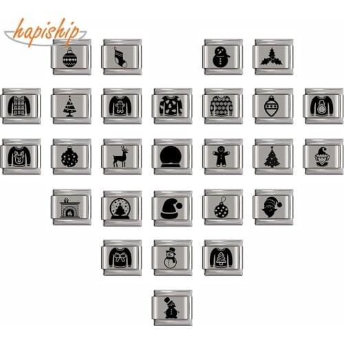 Hapiship New Original Daisy Happy Merry Christmas Charm Links Fit 9mm Bracelet Stainless Steel Jewelry DIY Making DJ242