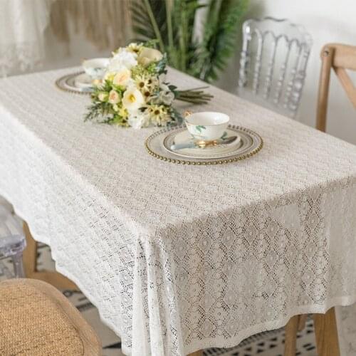 Mediterranean style decoration tablecloth white rectangle for wedding party Christmas table cover square dining table home decor