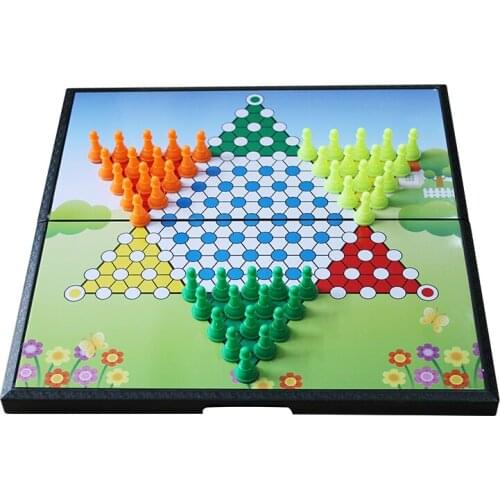 Fold Portable Chinese Checkers Plastic Pieces Magnet Educational Chess Interaction Travel Board Brettspiel Family Games EK50QL