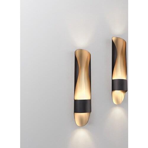 Modern creative hardware living room slippers black gold wall lamp art LED bedside bedroom designer model room wall lamp