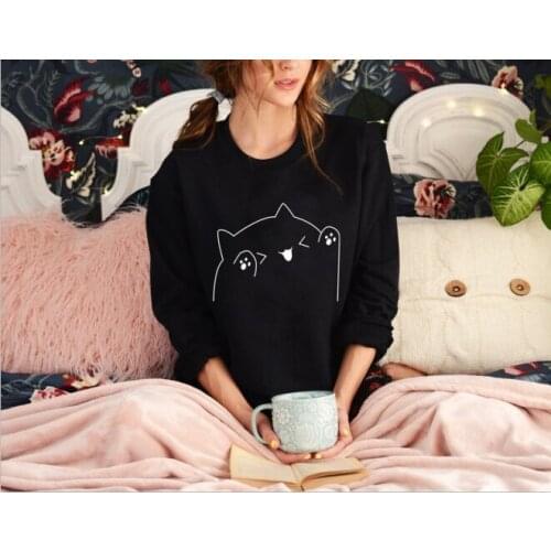Harajuku Cute Cat Women Crewneck Cotton Full Long Sleeve Mama Sweatshirt Pullover Mother Hoodies Clothing Autumn Shirt Drop Ship
