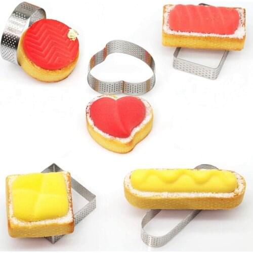 10 Pack Heat-Resistant Perforated Cake Ring Tower Pie Cake Baking Mould Mousse Rings 5 Shapes