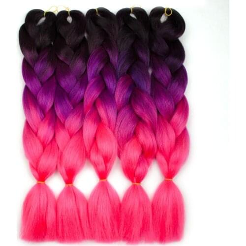 Synthetic Braiding Hair 100g 24 Inch Single Ombre Color Green Pink Yellow Blonde Braids Hair Extension Twist Jumbo MUMUPI