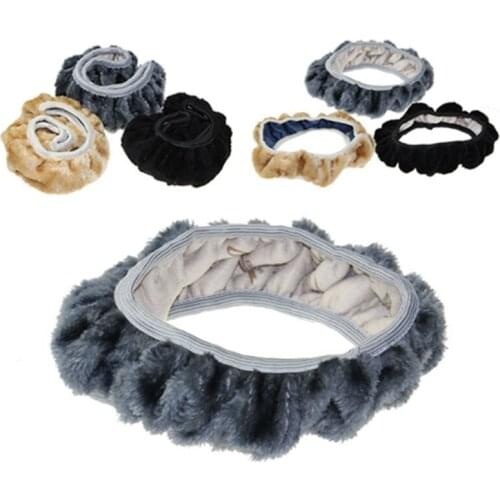 All Season Short Wool Plush Car Steering Wheel Cover woolen Car Steering Protector Soft texture natural fur Universal 36 to 38cm