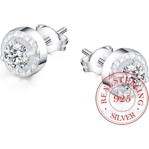 High Quality 925 Sterling Silver Women Jewelry Korean Silver Cute Crystal Stud Ear Earrings for Women 2020 Wedding Party Gift