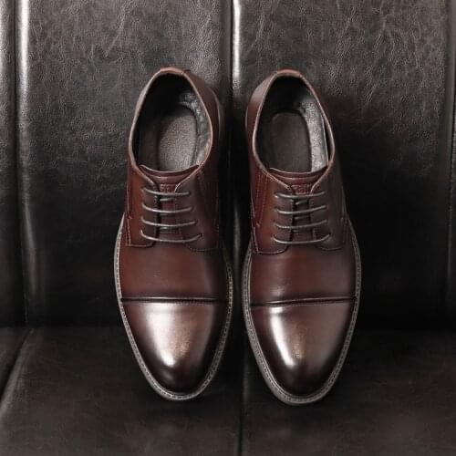 Yomior Spring Summer Casual Men Shoes Luxury Vintage British Formal Dress Real Leather Shoes Business Loafers Wedding Oxfords