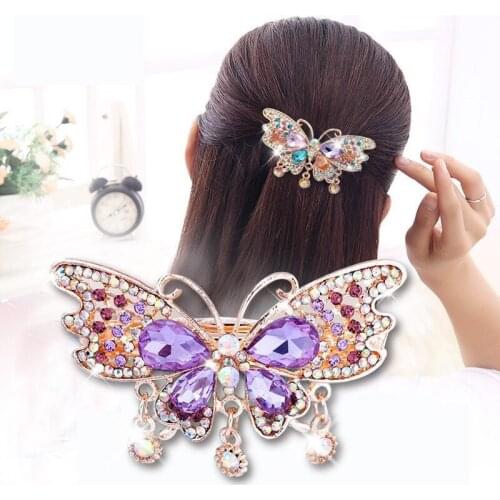Vintage Metal Hair Barrettes For Women Girls Crystal Rhinestone Flower Butterfly Hair Pin Clips Hair Accessories Headwear
