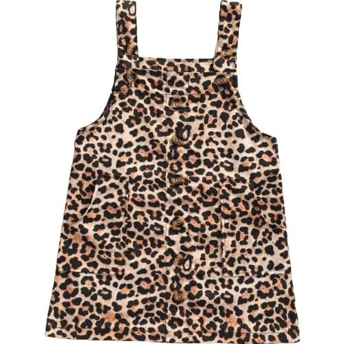 1-6Y Toddler Kids Baby Girl Leopard Dress Sleeveless Knee High A-line Children Dresses Clothes