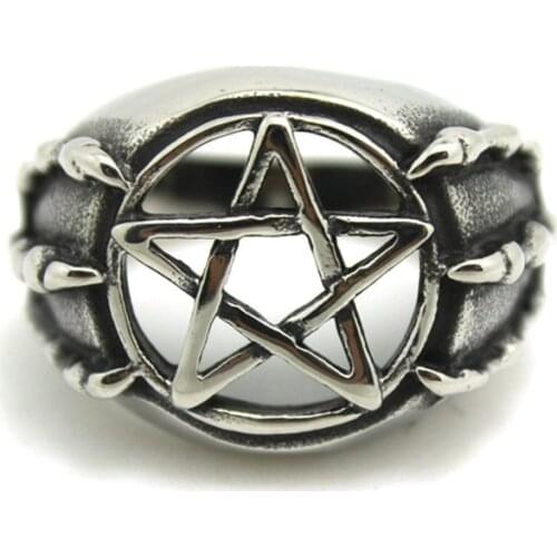 1pc US & Europe Style Cool Claw Eagle Star Mens Boy Ring 316L Stainless Steel Hot Selling Ring