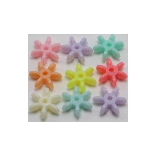 200 Mixed Pastel Color Acrylic Starflake Spacer Beads 12mm Jewelry Making Craft