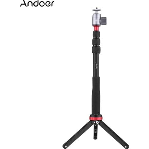 Andoer Ultimate 4-Section Extendable Selfie Stick with Mini Tabletop Tripod & Mini Ball Head for Canon Nikon DSLR ILDC Camera