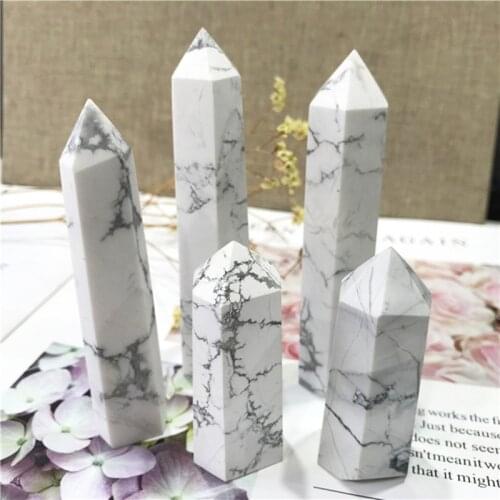 White Turquoise Wand Point Quartz Minerals Crystals Healing Gemstones Reiki Home Decorations