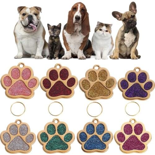 10Pcs Electroplate Zinc Alloy Pet Dog Cat ID Tag Claw Shaped Collar Pendant Anti-lost Key Ring Holder Bag Ornament Decoration