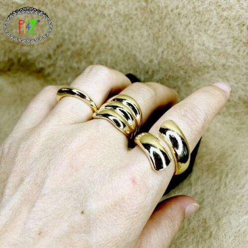 F.J4Z Trend Design Finger Rings Fashion Punk Golden Metal Rings Hit-Hop Clup Party Jewelry Accessories Wholesale