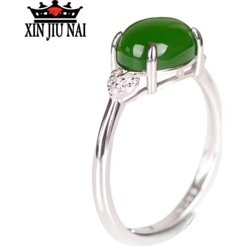 Hot sale new personality retro creative simple luxury oval oval turquoise gemstone female open jade ring wedding anniversary