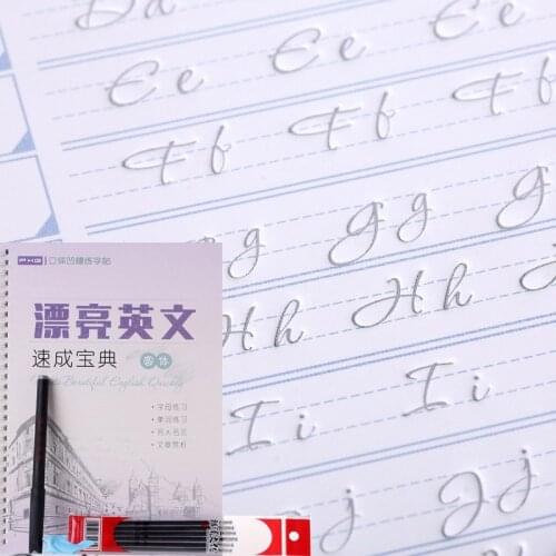 3D Round English Copybook Reusable Groove Calligraphy Erasable Pen Learn Adults Art Writing Books School&Office Supplise