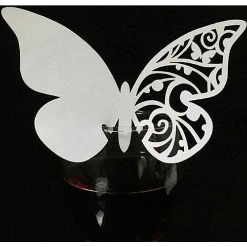 10 Colos 50pcs Butterfly Laser Cut Table Mark Wine Glass Paper Name Place Cards Wedding Birthday Baby Shower Party Supplies