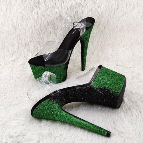 Leecabe 17CM/7Inch pvc upper glitter platform High Heels Pole Dancing Shoes