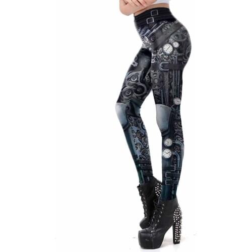Steampunk Robot Leggings For Women Girl Push Up Legins Workout Fitness Pants Aesthetic 3D print Steam Punk Slim Elastic Clothes