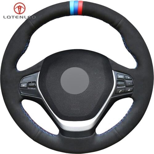 LQTENLEO Black Suede DIY Car Steering Wheel Cover For BMW 3 Series F30 F31 F34 318i 320i 320d 328i 330i 330e 330d 335i 340i