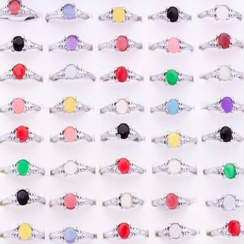 Mix Lot Colorful Stone Rings Womens Ring Fashion Jewelry Bague wholesale 50 pcs/lot stone ring