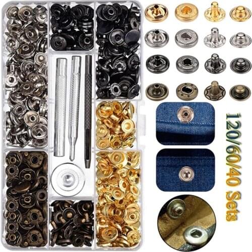 Leather Snap Fasteners Kit,12.5mm Metal Button Snaps Press Studs160/240/480pcs 6 Color Leather Snaps for Clothes,Jackets