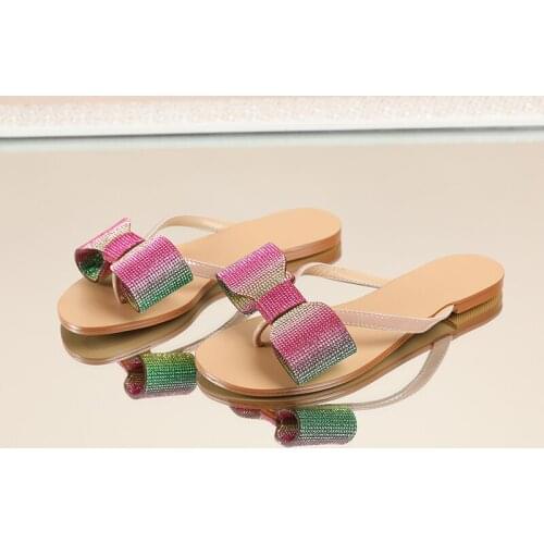 2020 New Women Sandals Bowknot RhinestoneLadies Comfortable Woman Footwear summer Casual Pumps Women Sandalias