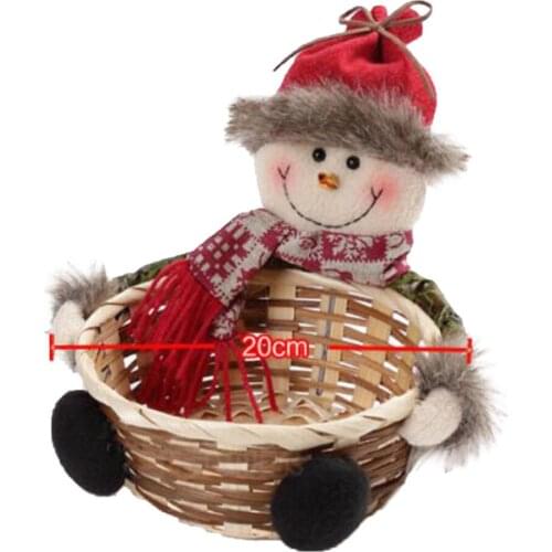 Christmas Hand-woven Candy Basket Gift Packaging Box, Cute Cartoon Santa Claus Snowman Elk Doll Desktop Decoration
