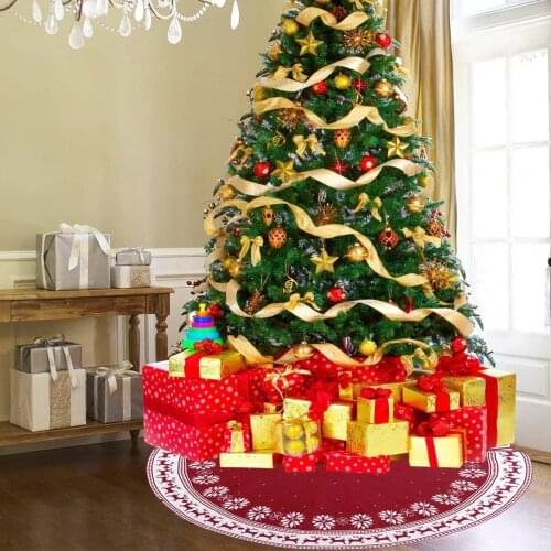 90/122CM Christmas Knitted Tree Skirt Fashion Snowflake Elk Pattern Christmas Tree Skirt Apron Christmas Tree Ornaments