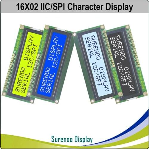 Serial SPI I2C 1602 162 16*2 Character LCD Module Display Screen LCM with LED Backlight Build-in AIP31068L Controller