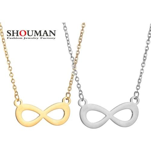 SHOUMAN 316L Stainless Steel Infinity Pendant Necklace High Polished for Women Girls Wedding Engagement bijoux Jewelry