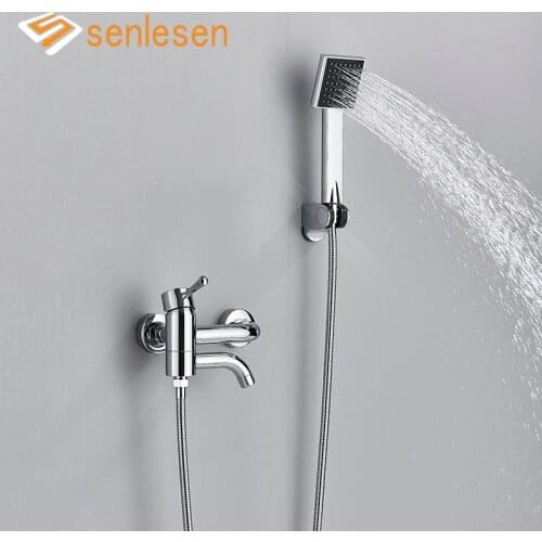 Senlesen Bathroom Shower Faucet Set Chrome 360° Rotate Wall Mount ABS Shower Hand Underly Faucet Mixer Tap