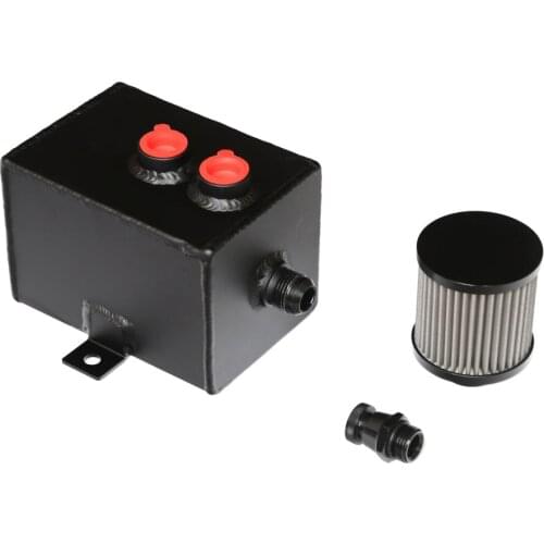 Universal Aluminum Oil Catch Can Polish Baffled Reservoir Tank with Breather Filter, 160mmx110mmx108mm