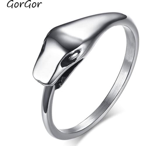 GorGor Rings Unisex High Polished Stainless Steel Pattern Ouroboros Temperament Exquisite Wedding Popular Accessories RC-384