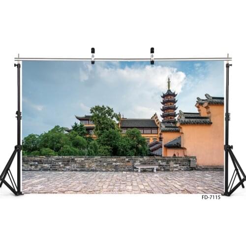 Chinese Temple Brick Platform Vinyl Photography Backgrounds Portrait Photographic Backdrops Photo Studio Photobooth for Children