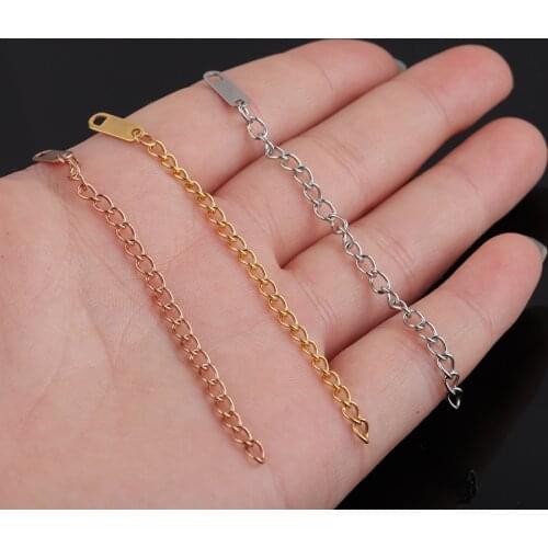 20pcs 6cm stainless steel Extended Extension Tail Chain Lobster Clasps Connector For Jewelry Making Findings Bracelet Necklace