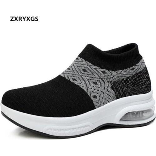 Hot Promotion 2021 New Spring Lightweight Breathable Mesh Air Cushion Shoes Casual Sneakers Women Socks Shoes Trend Large Size