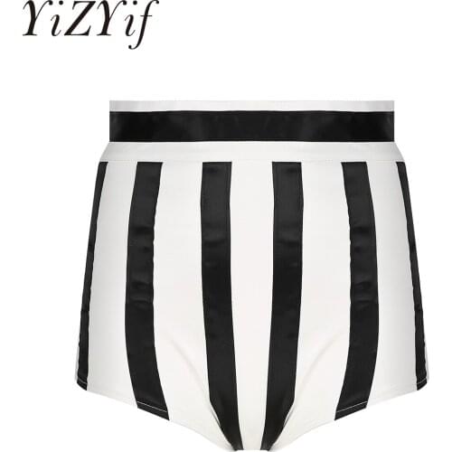 Women Nightclub Hot Fashion Striped Shorts Sexy PU Leather Shorts Ladies High Waist Zipper Booty Shorts Pole Clubwear Dancewear