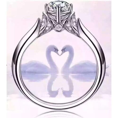 European 925 Sterling silver Couple RING Female Crystal from Swarovskis Exquisite lace hollow silver lace fashion jewelry